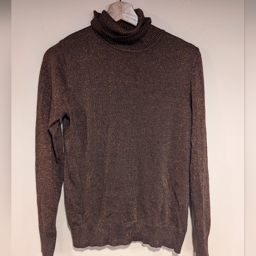 brown sparkly turtleneck